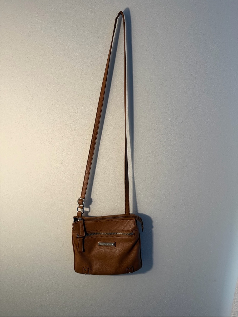 Nine West Tan Crossbody Bag - Slim Leather Shoulder Purse